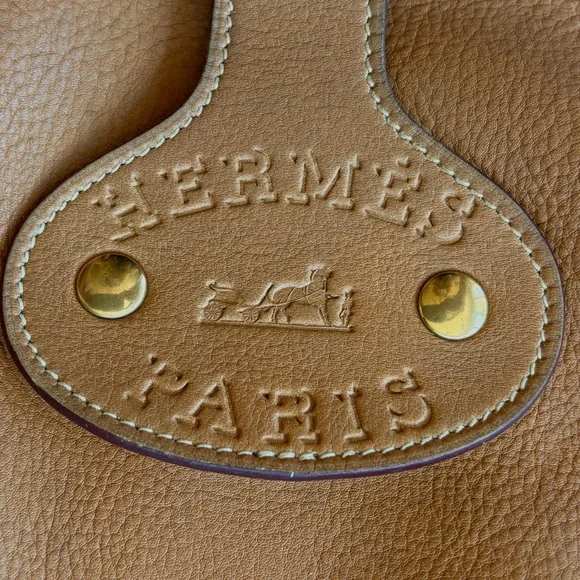 HERMÈS VTG ‘87 Fjord Rodeo Berline shoulder bag, Gold/gold, circleQ,GUC - Picture 6 of 16